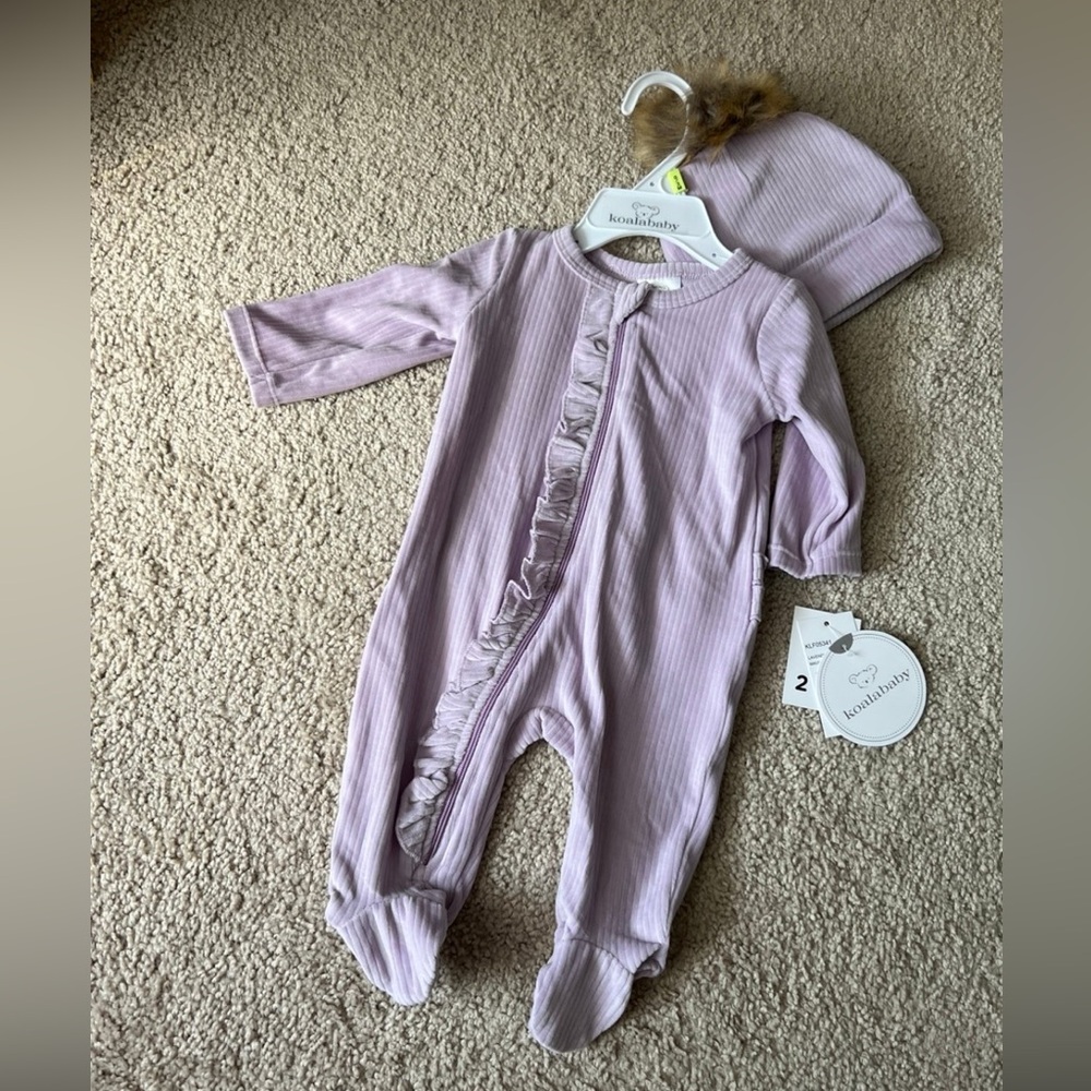 KoalaBaby Lilac Ruffle Footed 2 pc Set